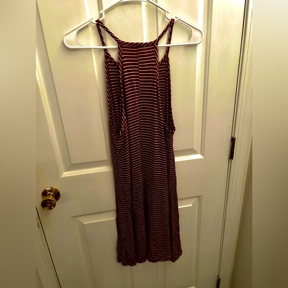 Maroon striped dress. Size L